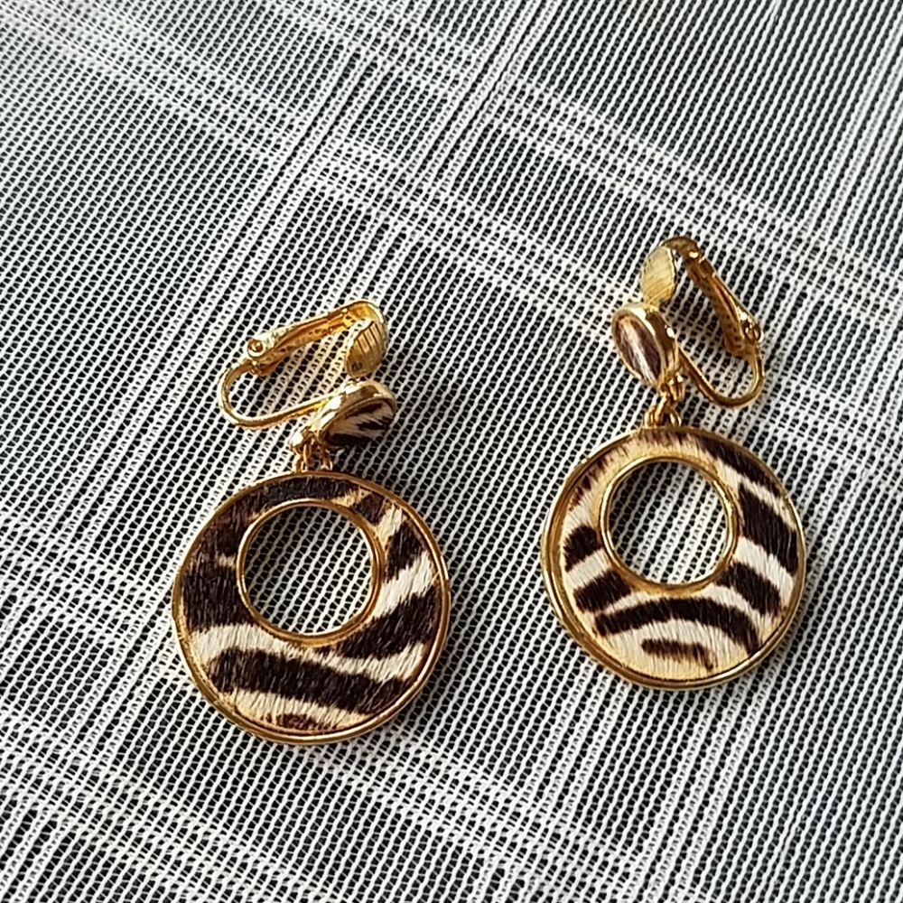 Vintage Clip Earrings- Fur